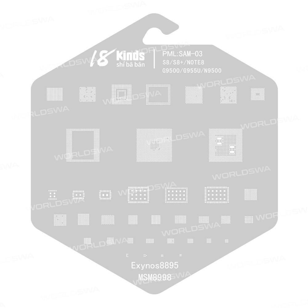 18 Kinds CPU BGA IC Reballing Stencil Kits for Samsung Phones