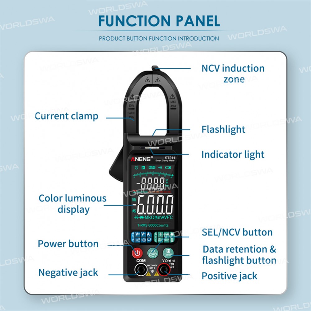 aneng st211-ultra-thin-large-screen-intelligent-automatic-anti-burning-digital-clamp-multimeter-10