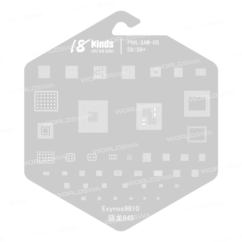 18 Kinds CPU BGA IC Reballing Stencil Kits for Samsung Phones