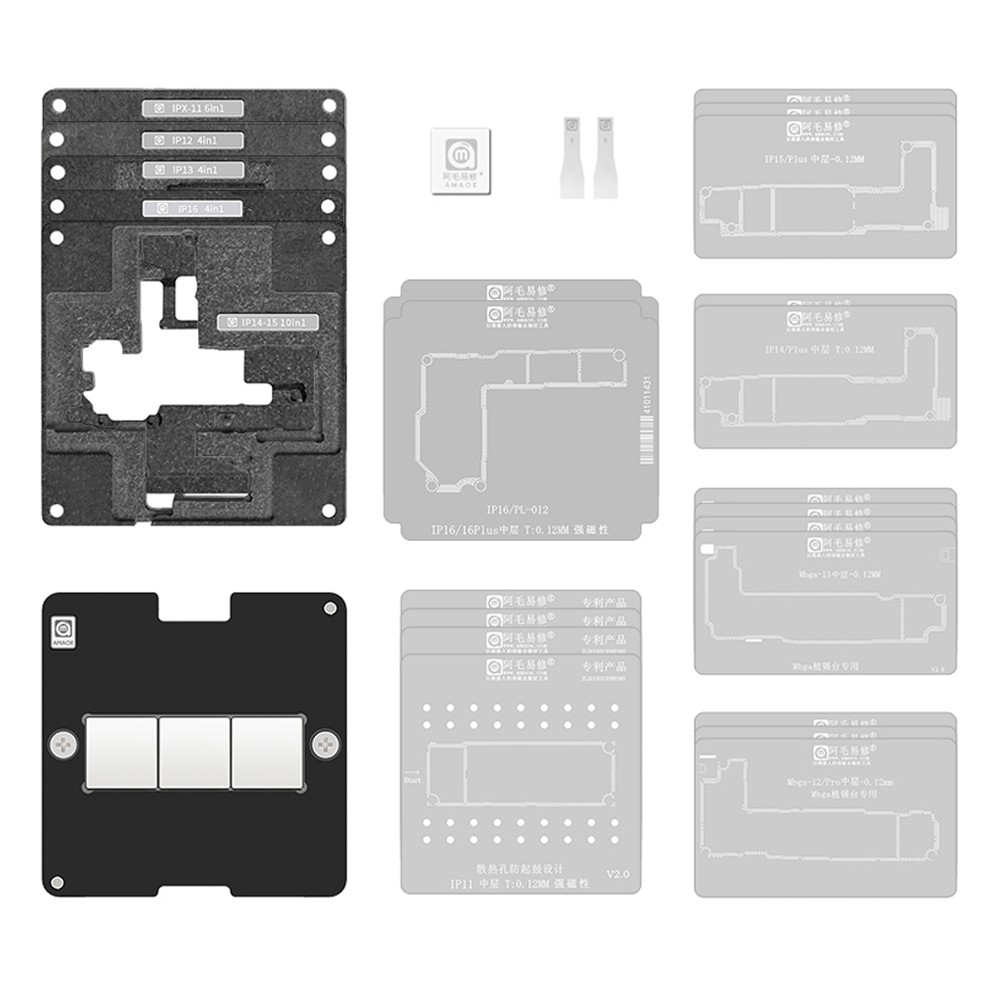 amaoe 28-in-1-012mm-motherboard-middle-layer-bga-reballing-stencil-platform-set-for-iphone-x-16pm-1