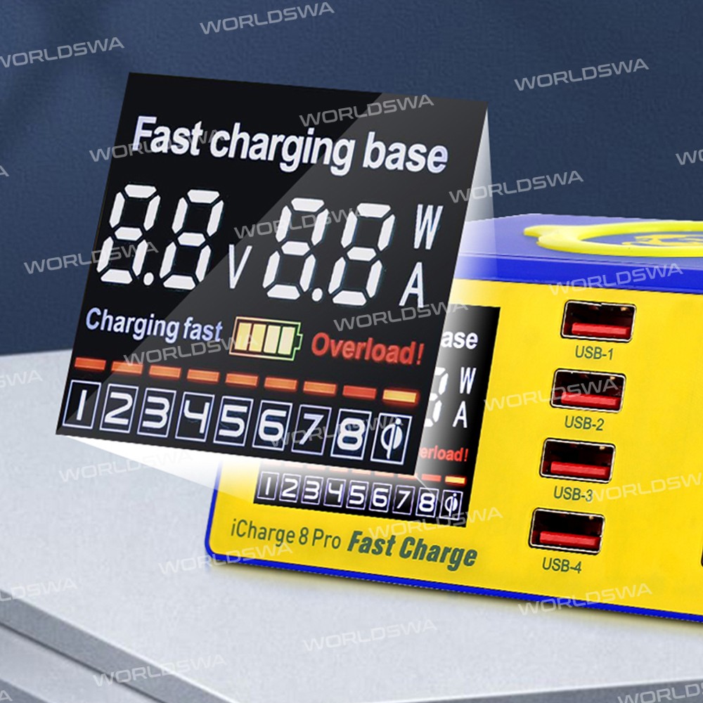 Mechanic iCharge 8 Pro 8-Port QC 3.0 Wireless Intelligent Fast Charging Station with LCD Display