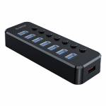 Orico SWU3-7A 7-Port High-speed USB 3.0 Split Control Hub With Power Adapter Support BC1.2 Charging