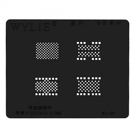 Wylie WL-00 0.2mm PCIE / NAND Black BGA Reballing Stencil for iPhone 6 to XR / iPad Memory IC Chip