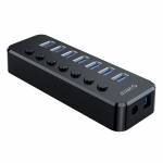 Orico SWU3-7A 7-Port High-speed USB 3.0 Split Control Hub With Power Adapter Support BC1.2 Charging