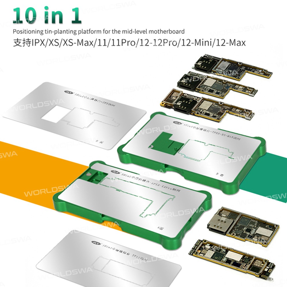 BEST 10-in-1 Motherboard middle layer BGA Planting Tin Template Platform Set for iPhone X to 13Pro M