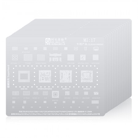 Amaoe MI Series 17-in-1 0.12mm BGA Reballing Stencil Set for Xiaomi / Redmi Phones