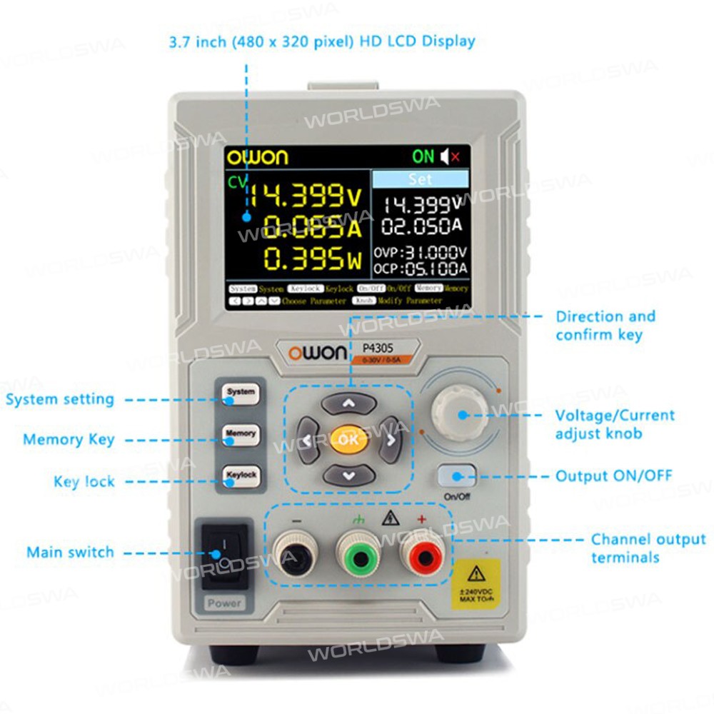 owon p4305-4603-portable-lcd-display-single-channel-linear-programmable-regulated-dc-power-supply-12