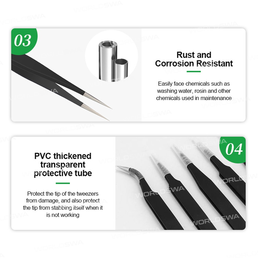 relife rl-esd-black-antistatic-non-magnetic-stainless-steel-precision-tweezers-11