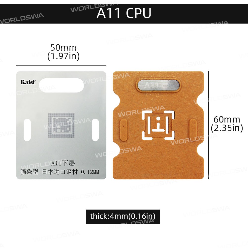 Kaisi Bottom Layer BGA Reballing Stencil Planting Tin Platform for Apple A10 to A14 CPU