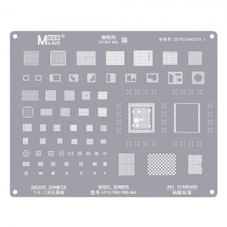 MaAnt Square Hole 0.12mm BGA Reballing Stencil for iPhone 12 Mini / 12 / 12 Pro / 12Pro Max