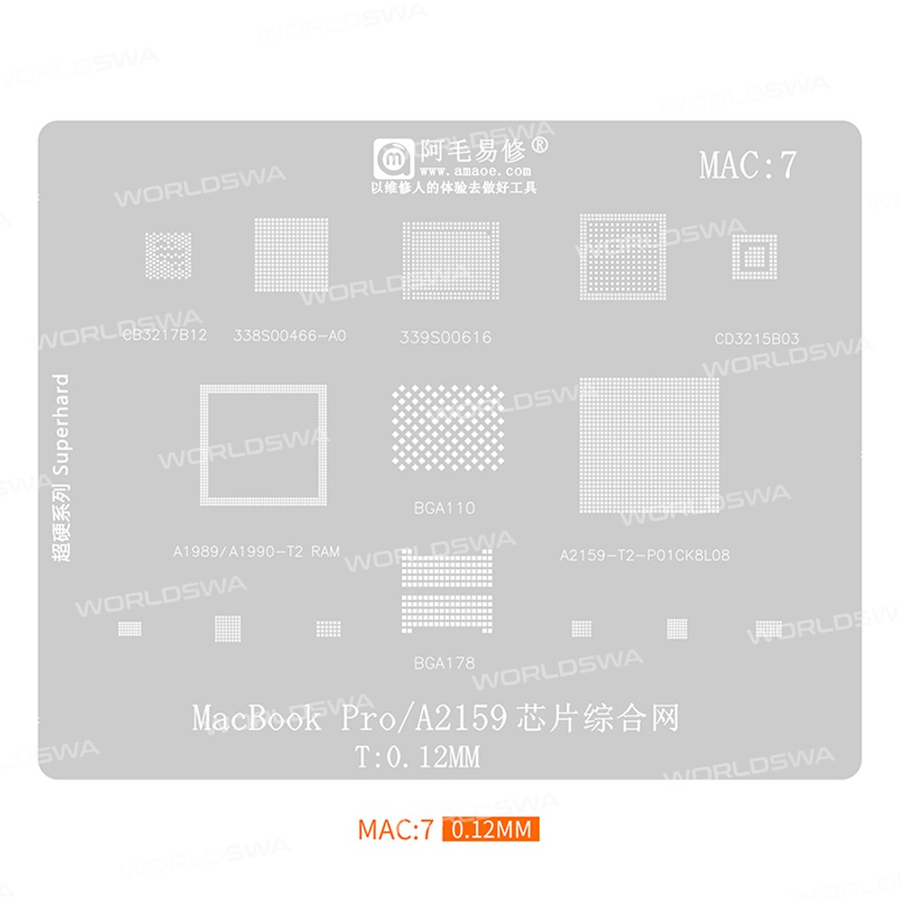 Amaoe MAC Series 9-in-1 BGA Reballing Stencil Set for MacBook