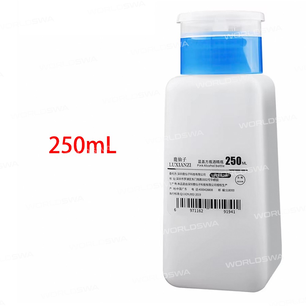 luxianzi 120-180-250ml-multi-capacity-blue-cap-square-bottle-push-up-plastic-alcohol-bottle-14