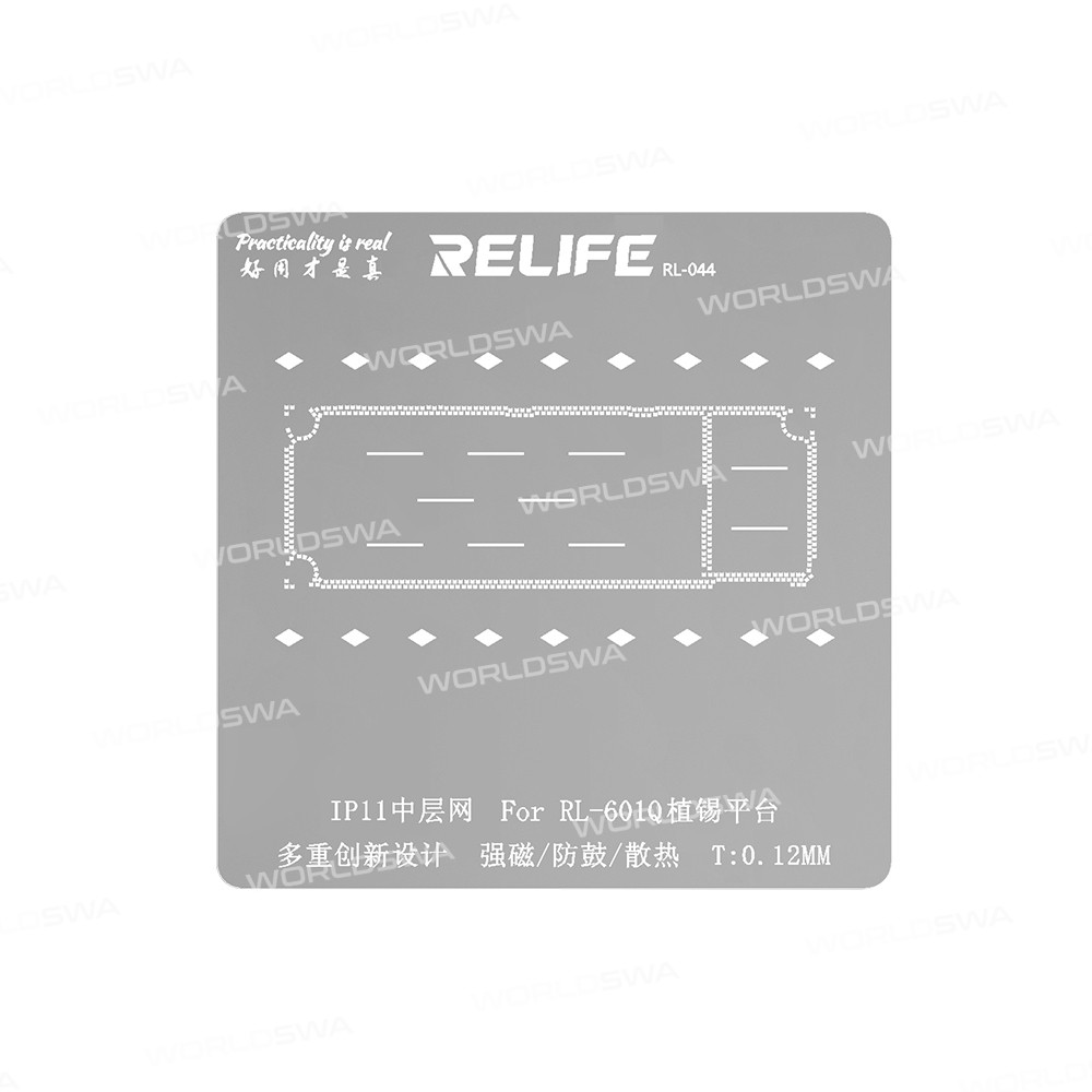 Relife RL-601Q 6in1 Middle Frame BGA Reballing Stencil Planting Tin Template Fixture for iPhone X-11