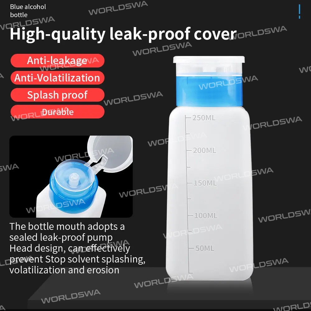 luxianzi 120-180-250ml-multi-capacity-blue-cap-square-bottle-push-up-plastic-alcohol-bottle-4