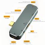 Multi-function 6-in-1 Type-C to USB3.0 Extender Hub