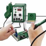 Best 878D 2-in-1 Adjustable Temperature Hot Air Gun with Electric Soldering Iron Rework Station