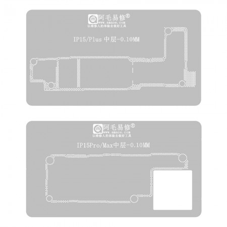 Amaoe 0.10mm Middle Layer BGA Reballing Stencil for iPhone 15 / 15 Plus / 15 Pro / 15Pro Max