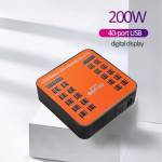 200W 40Ports Multiport Smart USB Charging Hub Station Travel Power Adapter for Tablet Phone Multi US