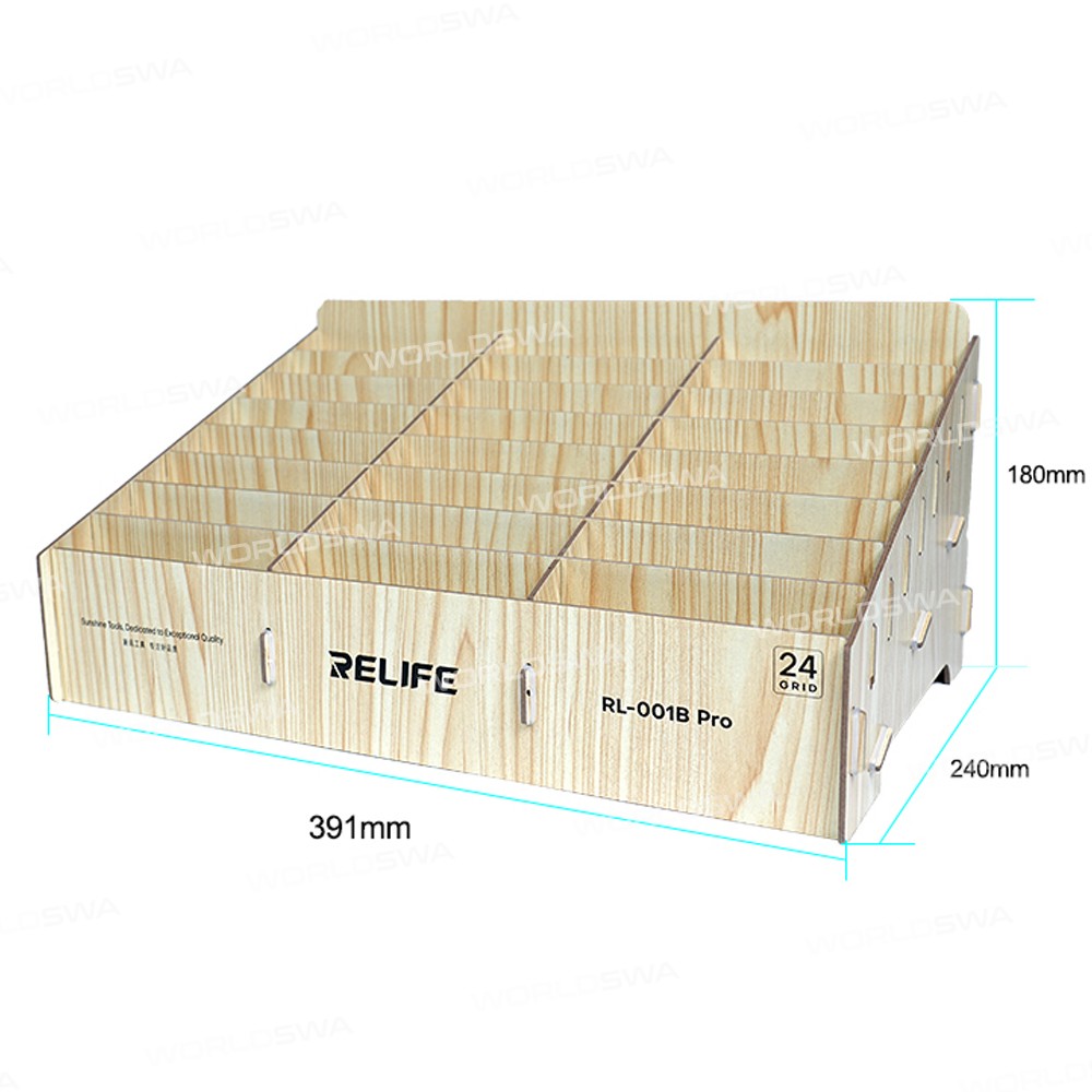 relife rl-001b-pro-24-grid-wooden-durable-multifunctional-mobile-phone-storage-management-box-4